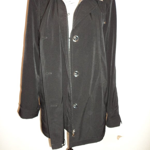 Gallery Women's Medium Dress Trench Jacket Coat Black Beige Short Lined Pockets - Picture 3 of 11